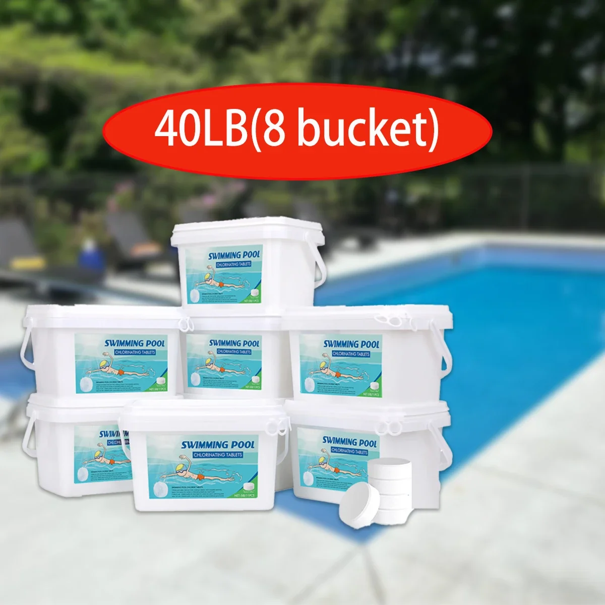 3 Inch 40Lbs Pool Chlorine Tablets - Stabilized Chlorine Tablets for Hot Tubs,Swimming Pools and Spas - Slow Dissolving - Individually