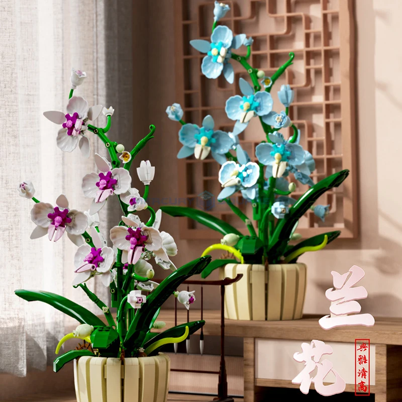 Orchid Model Building Bricks MOC 13048 Flower Potted Blocks Plant Botanical Collection Creative Ideas Decoration Toy Gift Girls