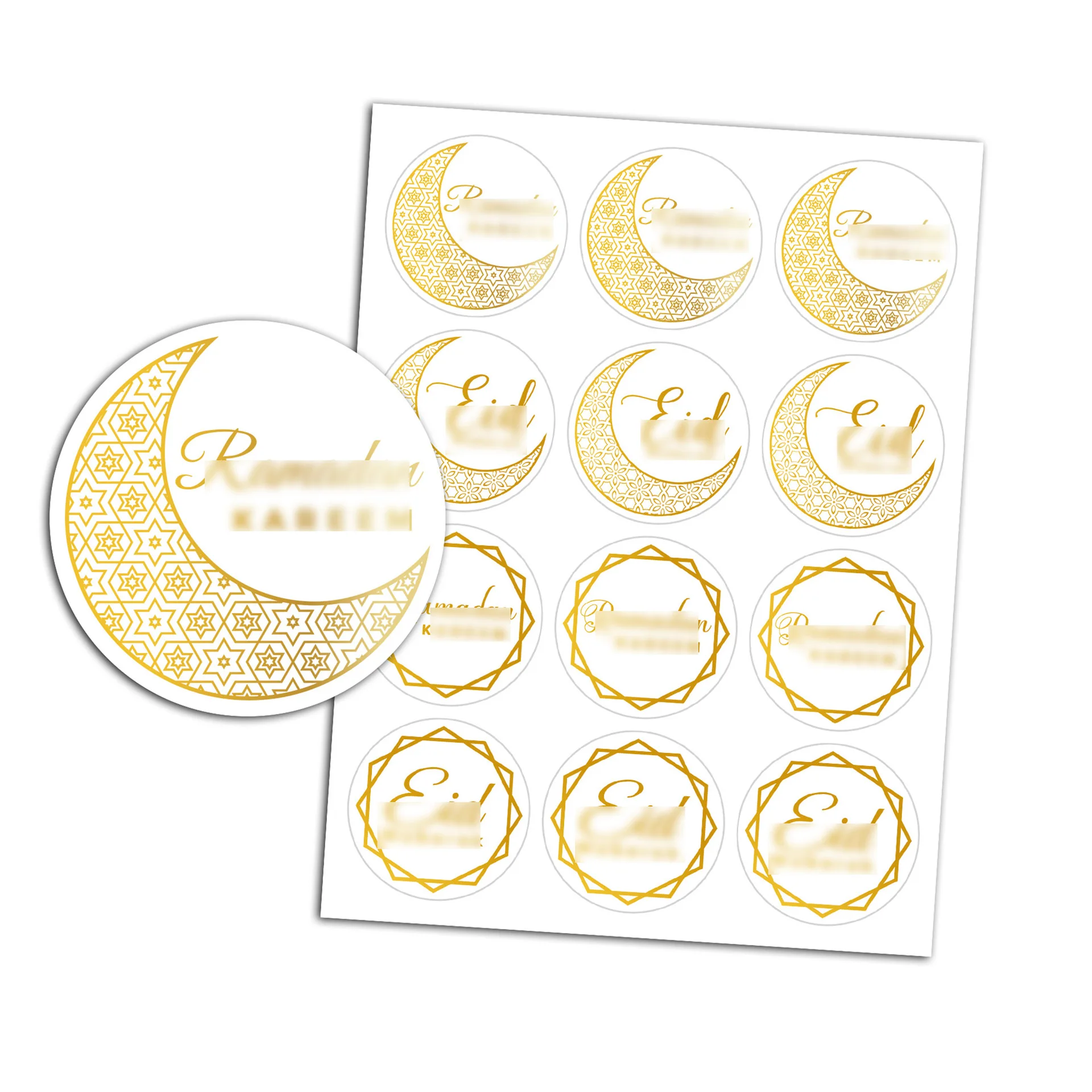 120pcs Middle East Moon Stickers Festival Gold Plated Flower Cards Envelopes Gift Tags Party Decoration Sealing Stickers