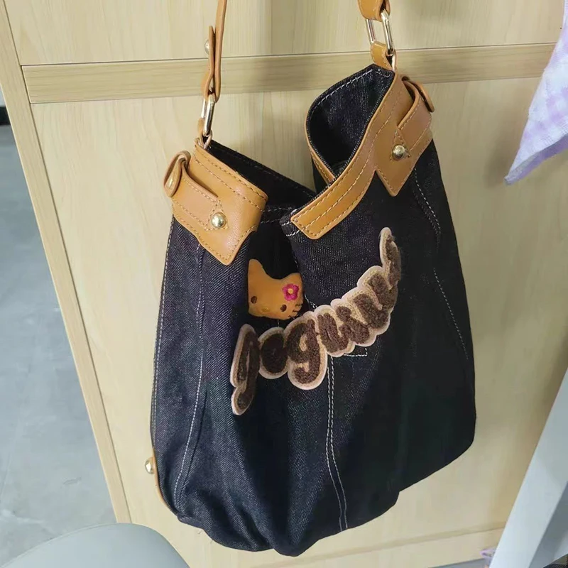 

Sanrio Kawaii Anime Large Capacity Storage Bag Handbag Cute Hello Kitty Sweet Cartoon Fallow Cowboy Bag Lovely Gifts for Girls