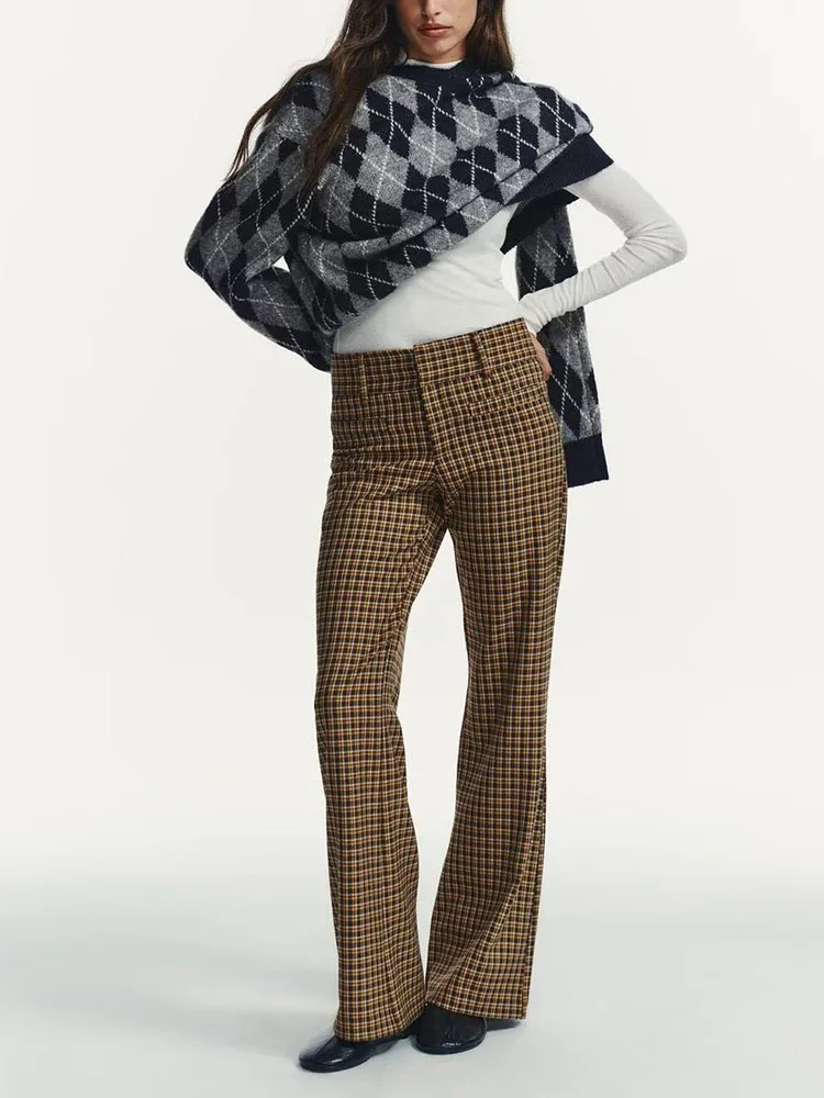 

High-End V-Ne Diamond Pattern Knitted Sweater Women's Loose Fit Winter New Arrival Faion European Sle Knitwear