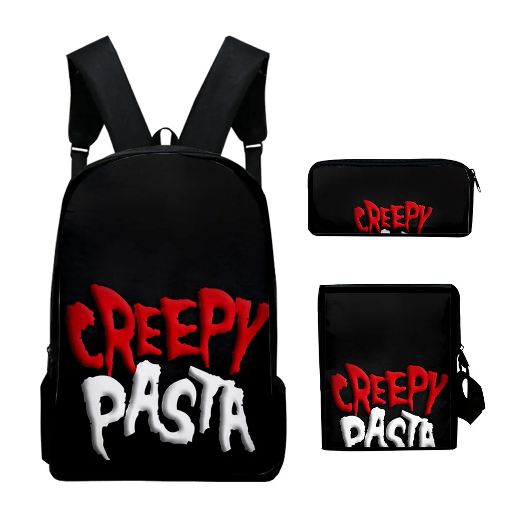 Cartoon Youthful Funny Creepypasta 3D Print 3pcs/Set Student Travel bags Laptop Daypack Backpack Shoulder Bag Pencil Case