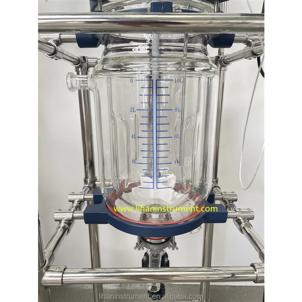 10 20 30 50 100 150 200L Factory Customized Baffle Deign Lab Pyrolysis Pilot Single Layer Glass Lined Jacketed Glass Reactor