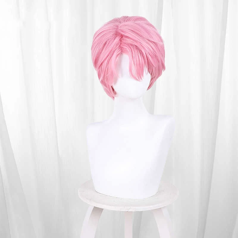Anime Tamon's B-Side: Jaki oblicze ma teraz Tamon? Tamon Fukuhara ‌   Peruka do cosplay, różowa, krótkie włosy, odporna na ciepło, syntetyczna peruka