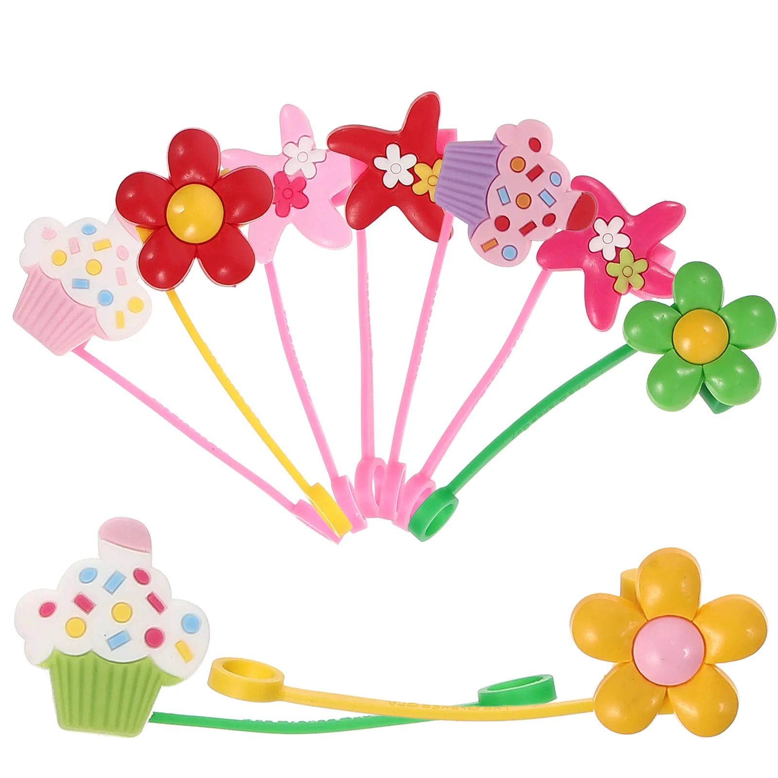 

9pcs Silicone Covers Cute Lollipop Drinking Toppers Lightweight Reusable Straws Protection Caps Straw Caps For Tumblers Kitchen