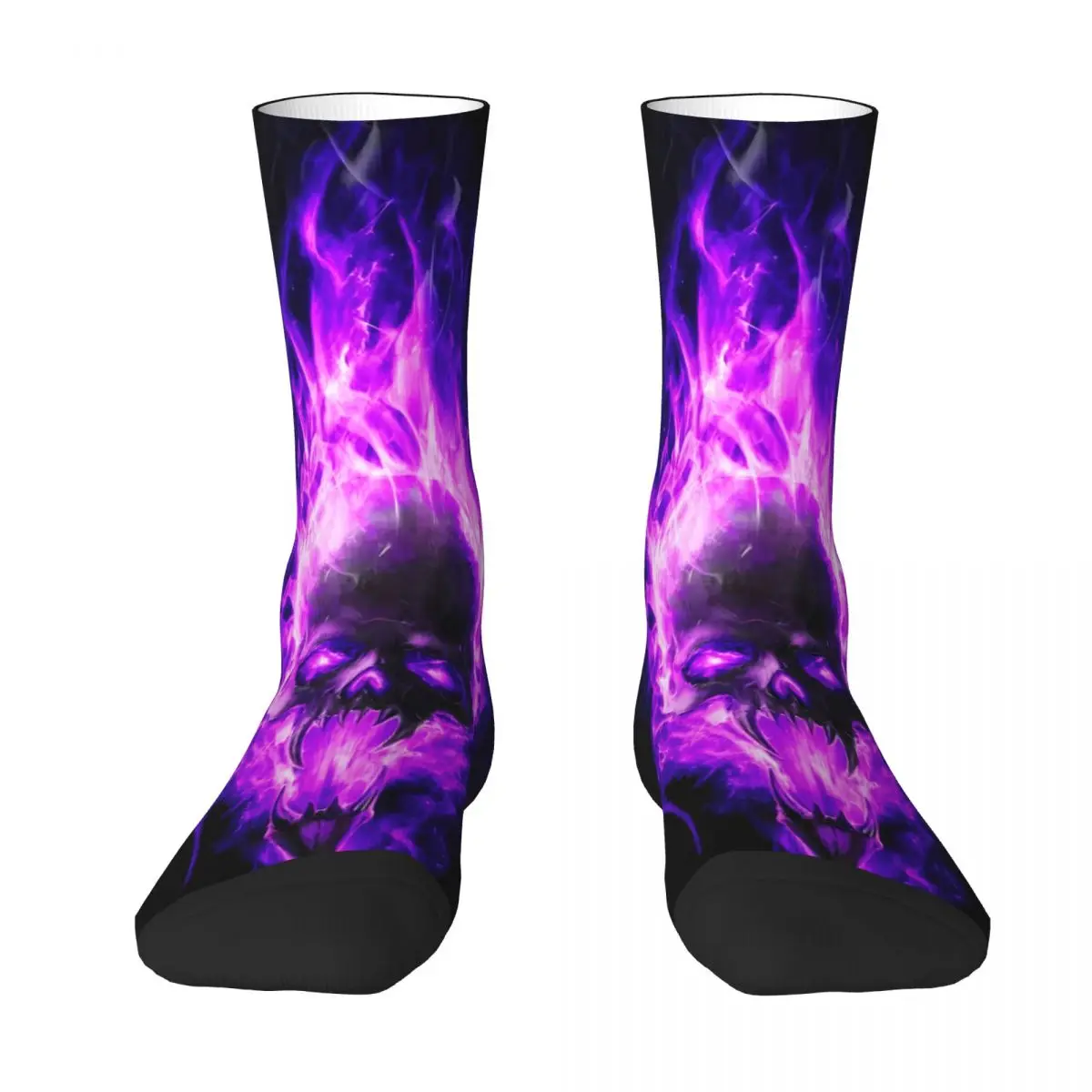 

Beautiful Purple Flames Skull Skulls Sock Socks Men Women Polyester Stockings Customizable Hip Hop