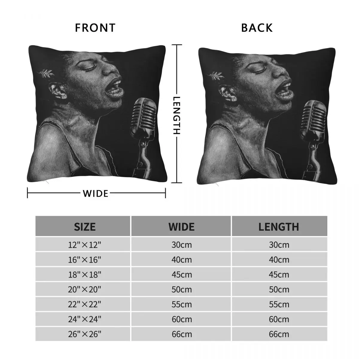 Legends Of Music Miss Simone Square Pillowcase Polyester Linen Velvet Creative Zip Decor Sofa Cushion Cover 45x45