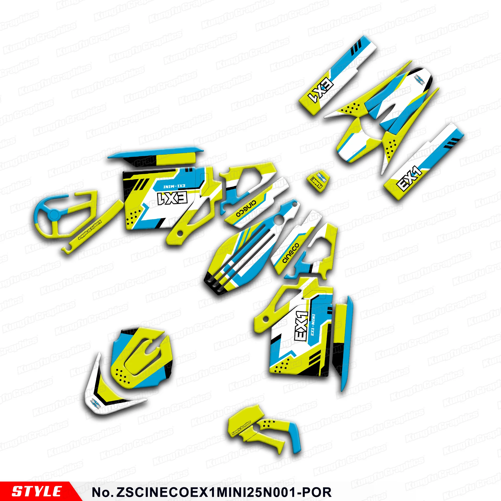 

JY RACING Customised Stickers Set Motorcycle Graphics for CINECO EX1-MINI Durable Vinyl Adhesive Decals, Protector