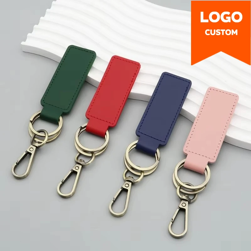 

Vintage Custom LOGO PU Leather Keychain Blank Laser Engrave Name Bag Hanging Decoration Keyring Personalized Car Door Key Chains
