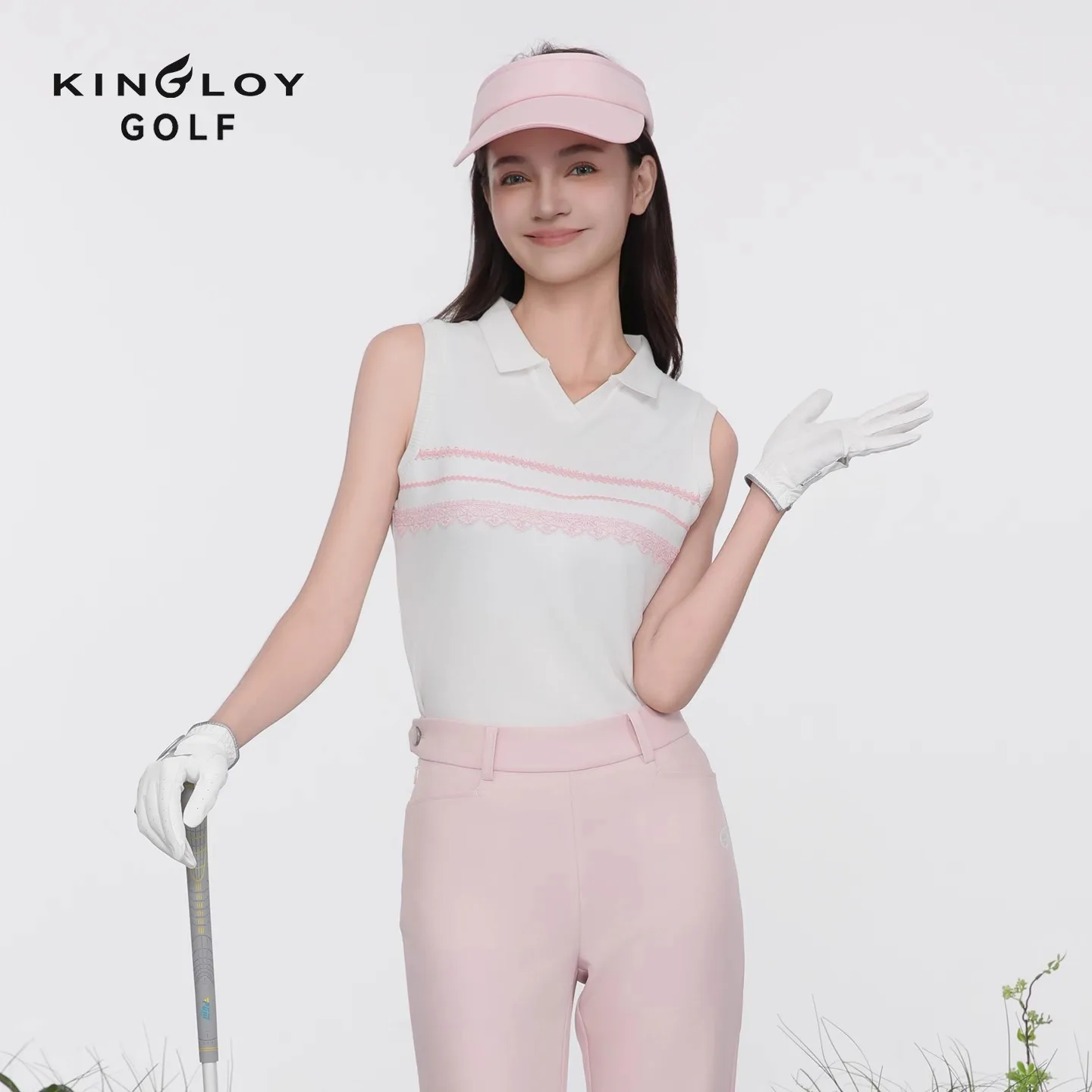 KINGLOY American vintage 25 summer golf sleeveless lace polo shirt summer fashion sports women's wear