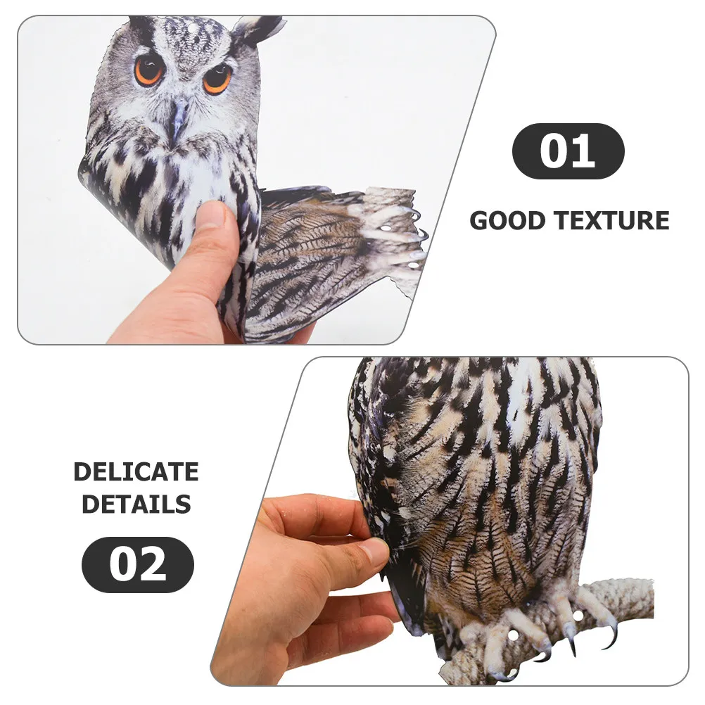 1Set Garden Bird Deterrent Owl Hanging Ornament Rotating Shiny PP Material Realistic Yard Lawn Outdoor Decor