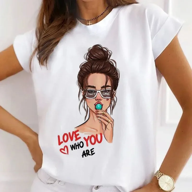 

Women's European American Fashion Tower Print Short Sleeve Comfortable Crewneck Personality Top Summer polyester fabric