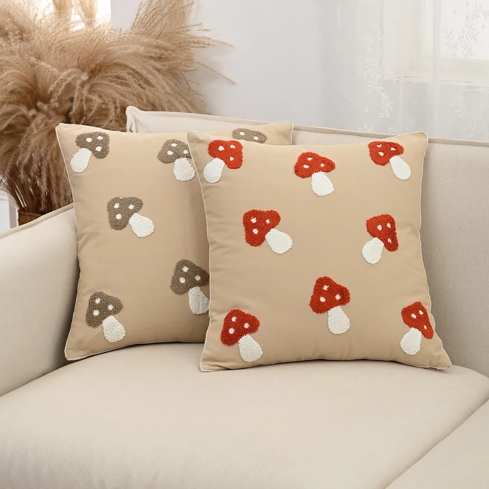 BUYNOW الفطر المطرزة المخدة ريفي خمر الأمريكية غطاء الوسادة غرفة نوم المنزل السرير السرج ديكور cojines الفقرة سالا #3