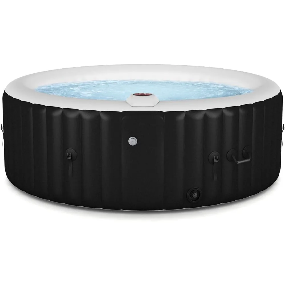 

4-6 Person Outdoor Spa Inflatable Hot Tub for Portable Jets Bubble Massage Relaxing with Accessories Set (4-Person, Black)