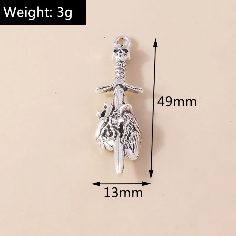4 Stück 38*58mm Punk-Totenkopf-Kreuz-Anhänger aus Metalllegierung, Vintage-Gothic-Kreuz-Anhänger für DIY-Armbänder, Halsketten und Schmuckherstellung – Detail 10