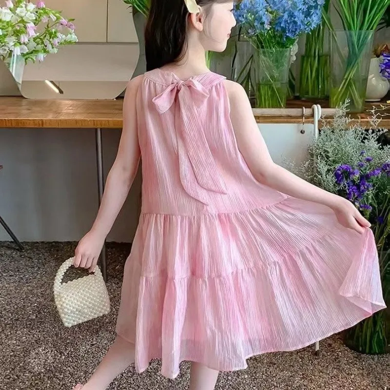 

Girls' summer dress fashion new children's Korean version sleeveless mesh princess dress