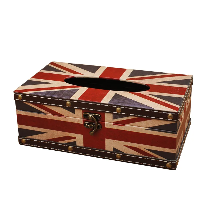 British Style Vintage Wooden Tissue Box Napkin Holder Toilet Paper Handkerchief Case Creative Home Supplies In-Car Tissue Box