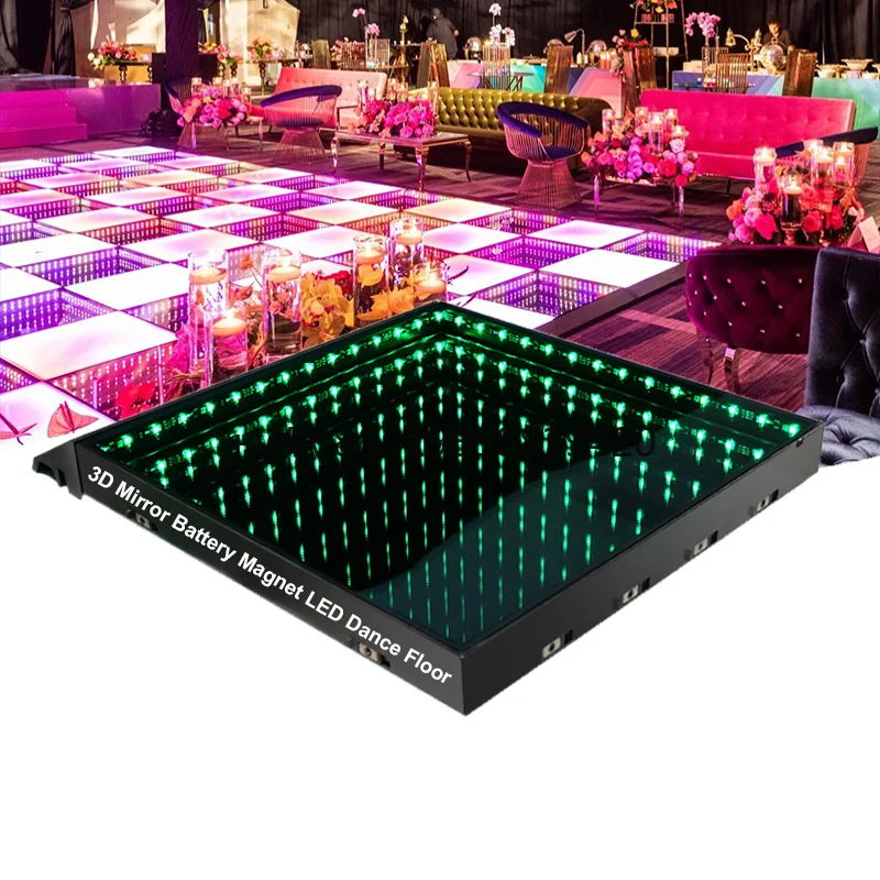 3D Infinity Mirror LED Dance Floor  Operated Stage Lights for Nightclub Parties