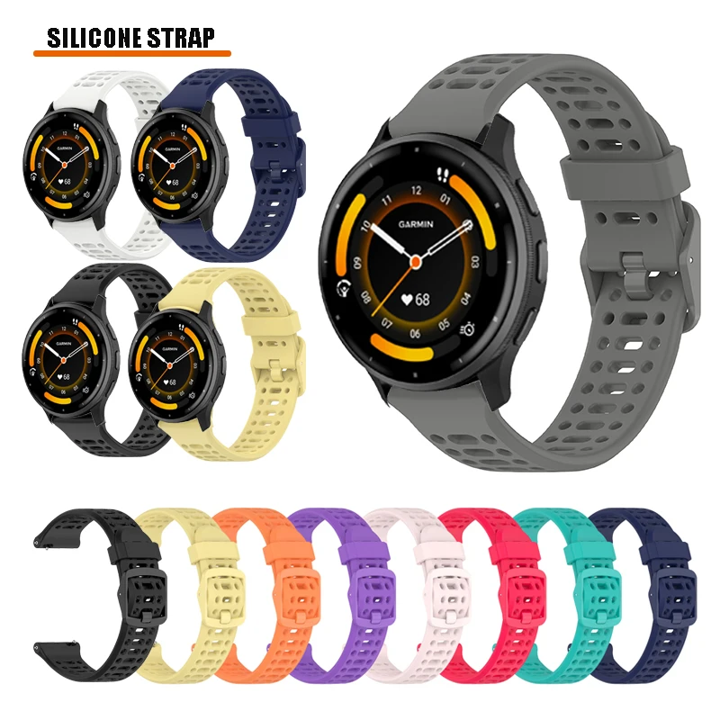 ل Garmin Venu3 / SQ 2 / 165 255 265 245 570 970 / Vivoactive 6-5-4-3 / حزام سيليكون قابل للتنفس 20 مللي متر 22 مللي متر