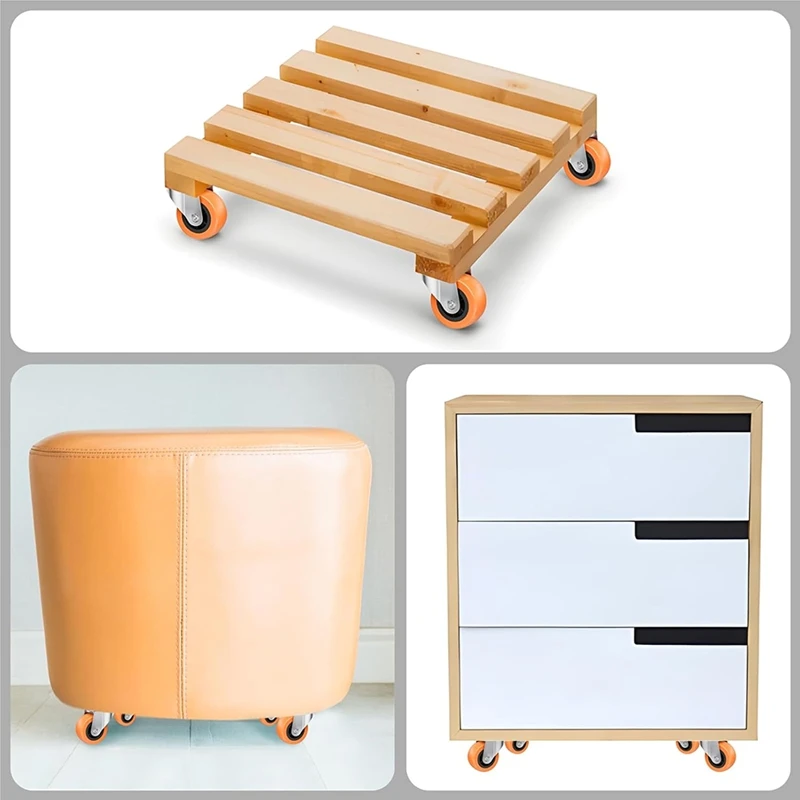 8PCS 1.5 Inch Casters Wheels Set 360° Swivel Universal Plate Caster Wheels For Storage Box/Small Furniture/Kitchen