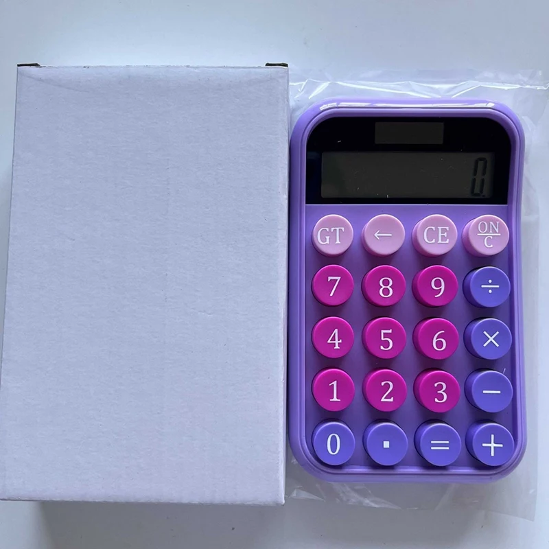 Interruptor mecânico calculadora com display LCD, botões grandes, roxo