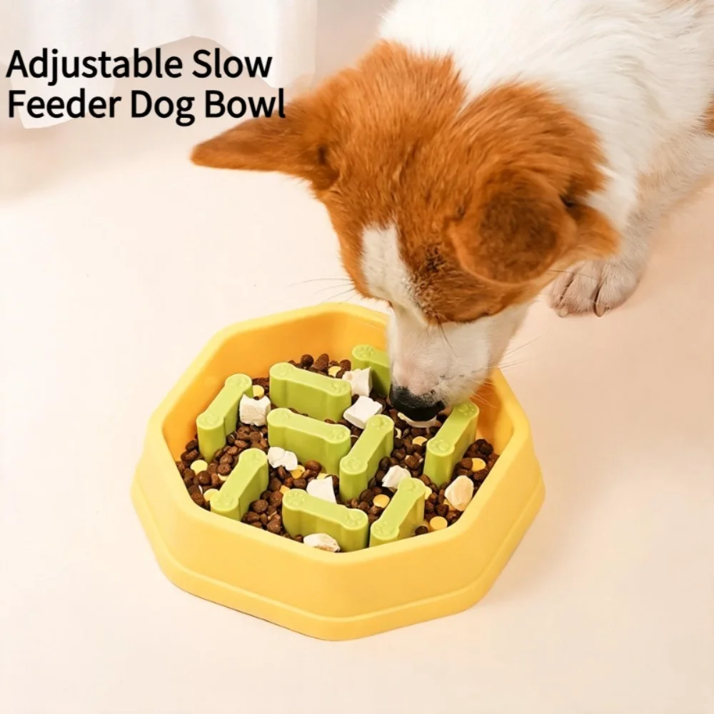 Adjustable Slow Feeder Dog Bowl, Non‑Slip Anti‑Tipping Pet Food Dishes for Cats Small Medium Dogs, Helps Slow Down Eating Speed
