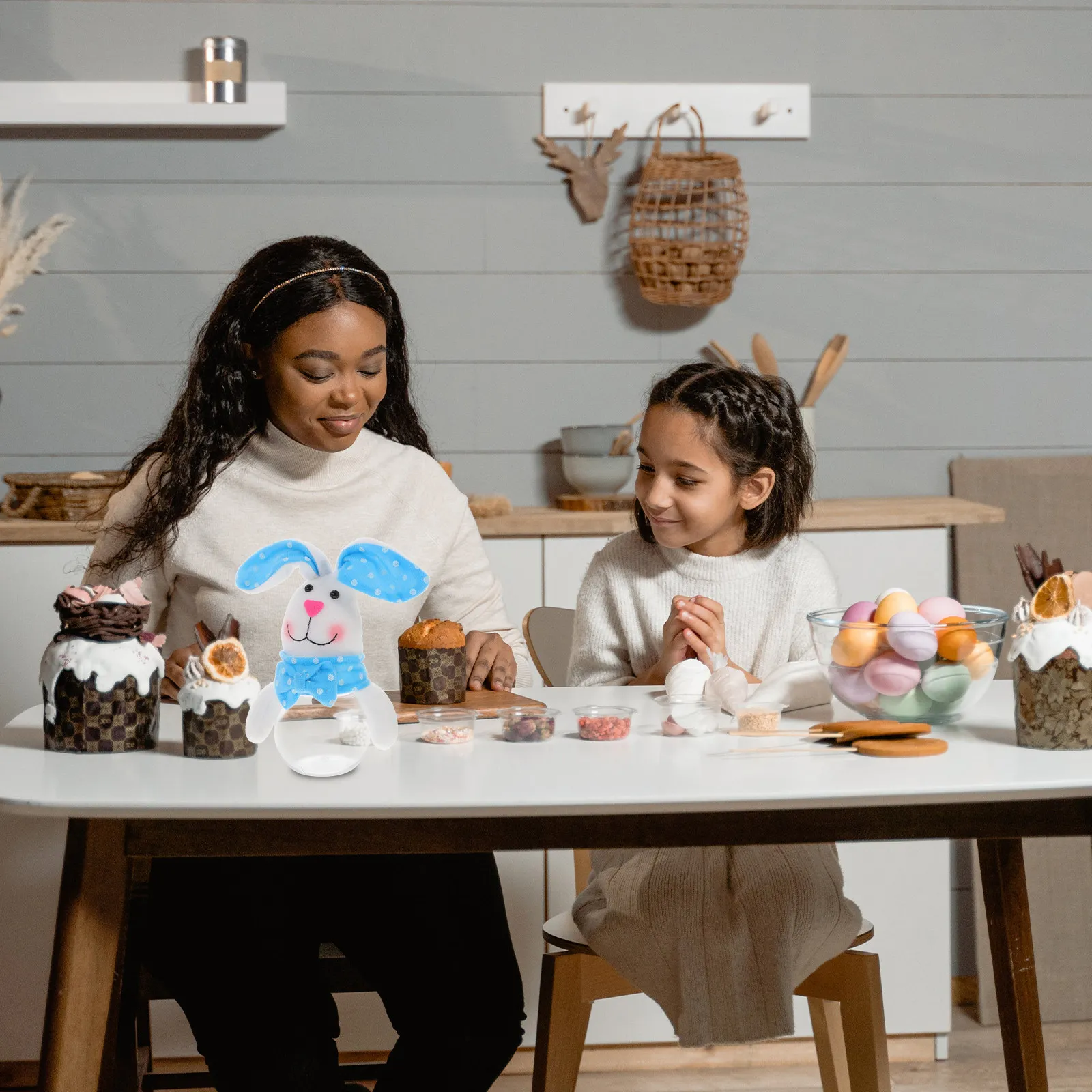 Caja de Regalo de Pascua con Diseño de Dibujos Animados, Caja Transparente para Guardar Dulces, Galletas, Bizcochos, Decoración de Pascua, Caja de Regalo, Contenedor Portátil para Dulces