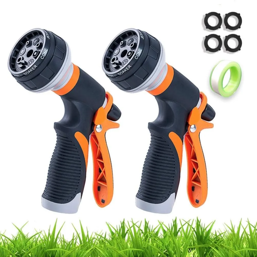 

Garden Hose Nozzle 2 Pack Heavy Duty Hose Spray Gun 8 Way High Pressure Hand Sprayer Spray Nozzle for Watering Lawn Car Washing