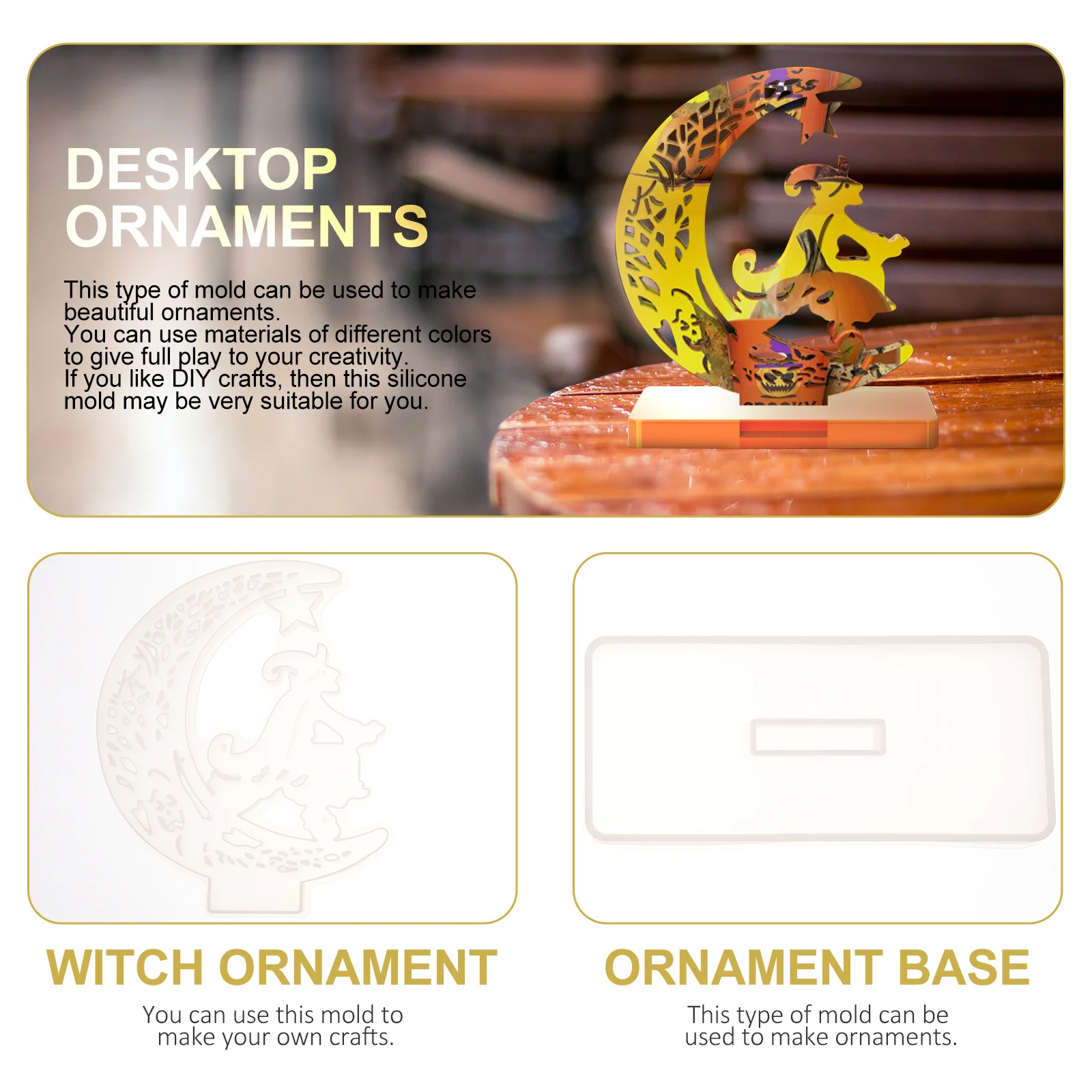 

Witch Ornament Mold DIY Resin Mould Crystal Epoxy Halloween Craft Making Tray Durable Sturdy Perfect Insertion