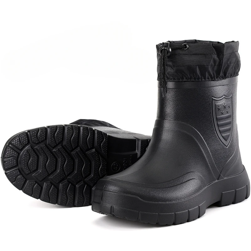 2024 Versatile Men's Rain Boots Waterproof outdoor lightweight shoe Velvet fashion short boot Casual comfort male water shoes