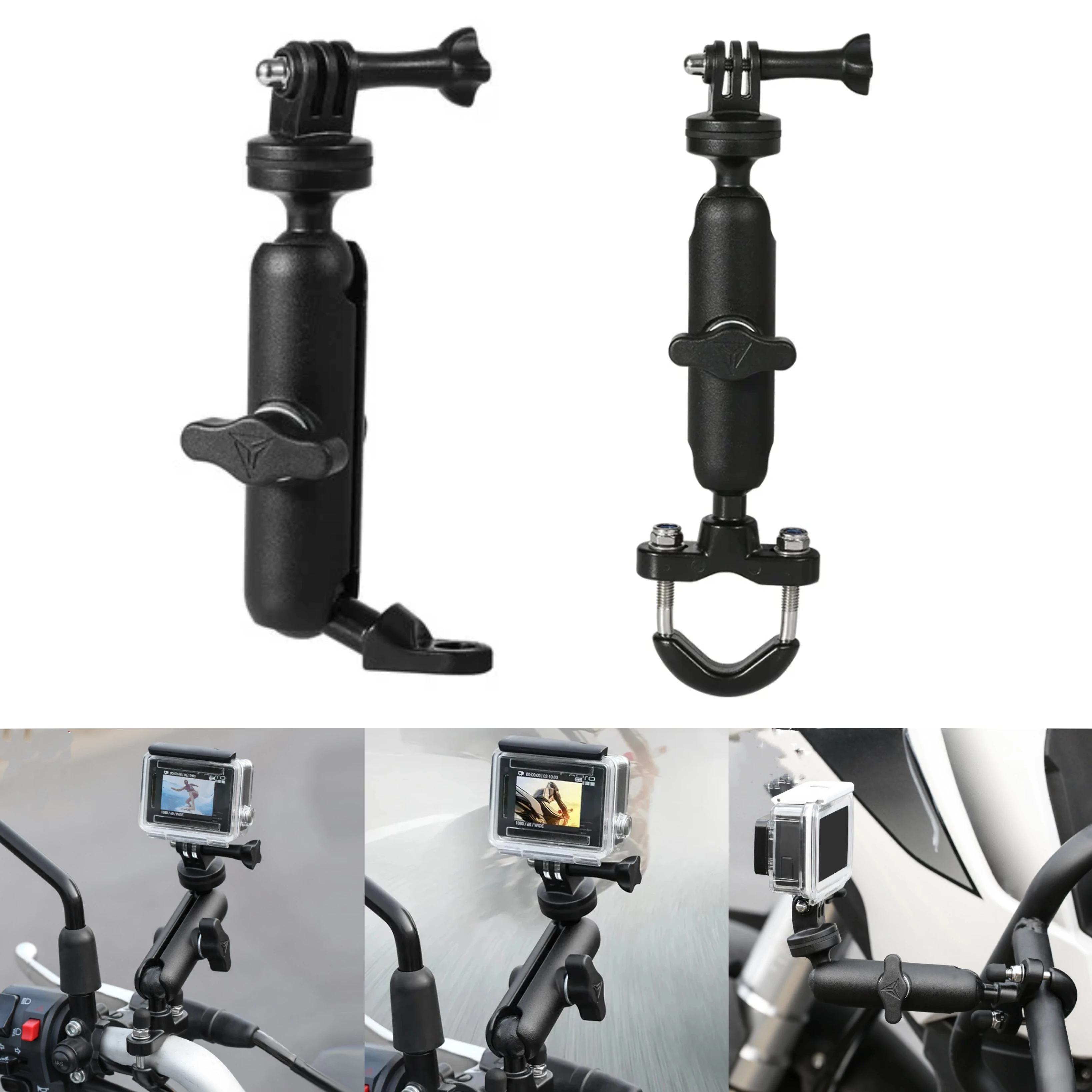 

For GoPro Hero8/7/6/5/4/3+ Action Cameras Accessory Handlebar Mirror 360 Rotating Motorcycle Bike Camera Holder Mount Bracket