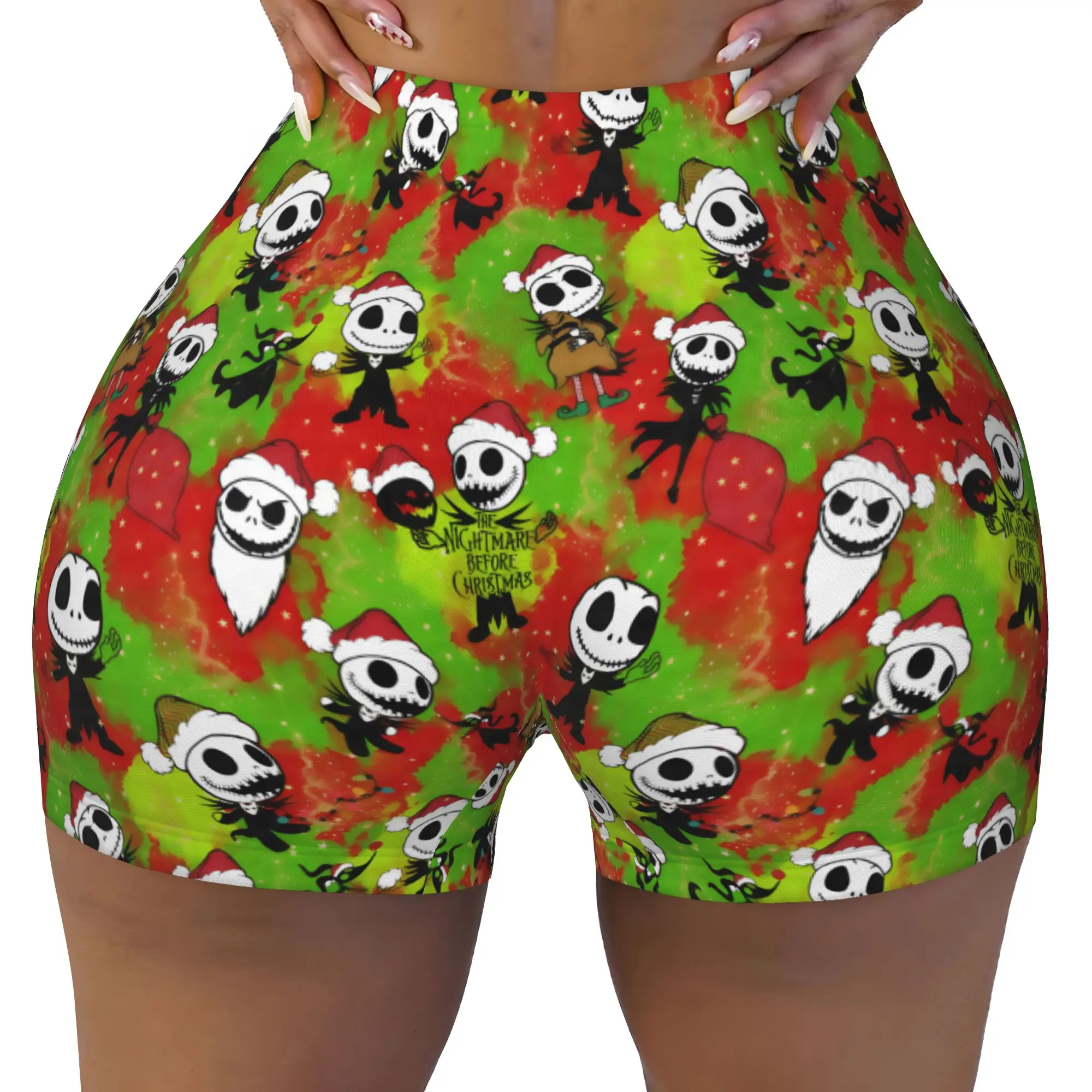 Custom Skellingtones Skull Workout Shorts Women Halloween Gym Running Biker Yoga Shorts
