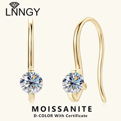 Lnngy 4mm 0.3ct Moissanite Earring for Women Ohrringe Silber 925 Sterling Silver Climber Earrings Daily Life Fashion Jewelry
