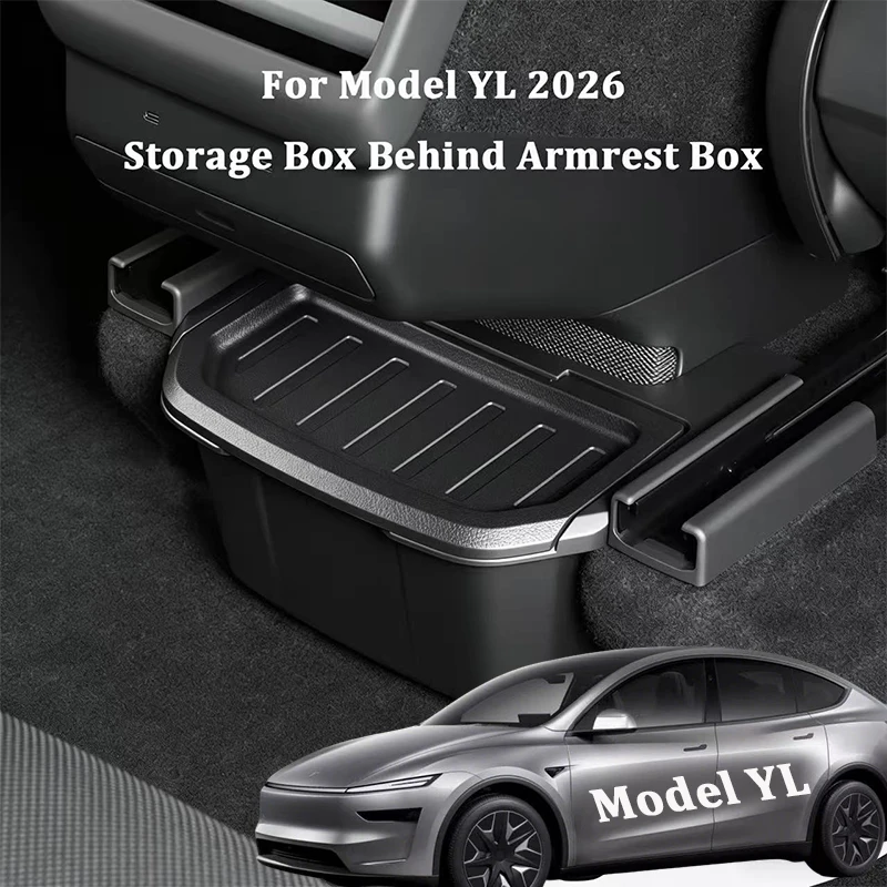 

Для Tesla Model YL (6 мест) 2026: Органайзер-контейнер для хранения под воздуховодом заднего сиденья, корзина для мусора, аксессуары для салона автомобиля