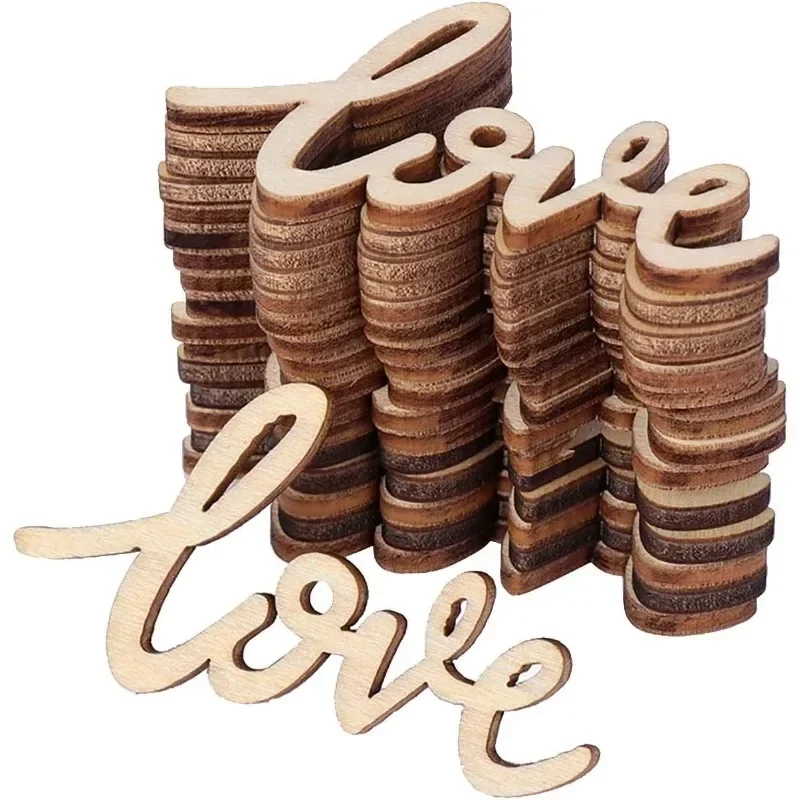 

10pcs Little Love Wood Crafts DIY Cutout Wooden Slices Embellishments Unfinished Wood Ornaments Home Valentine's Day Decoration