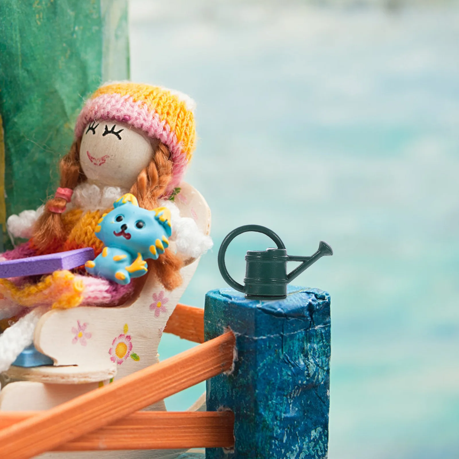 

Миниатюрная железная лейка, небольшой садовый инструмент, портативный ролевые игры, украшение для дома и улицы, маленький чайник для полива растений