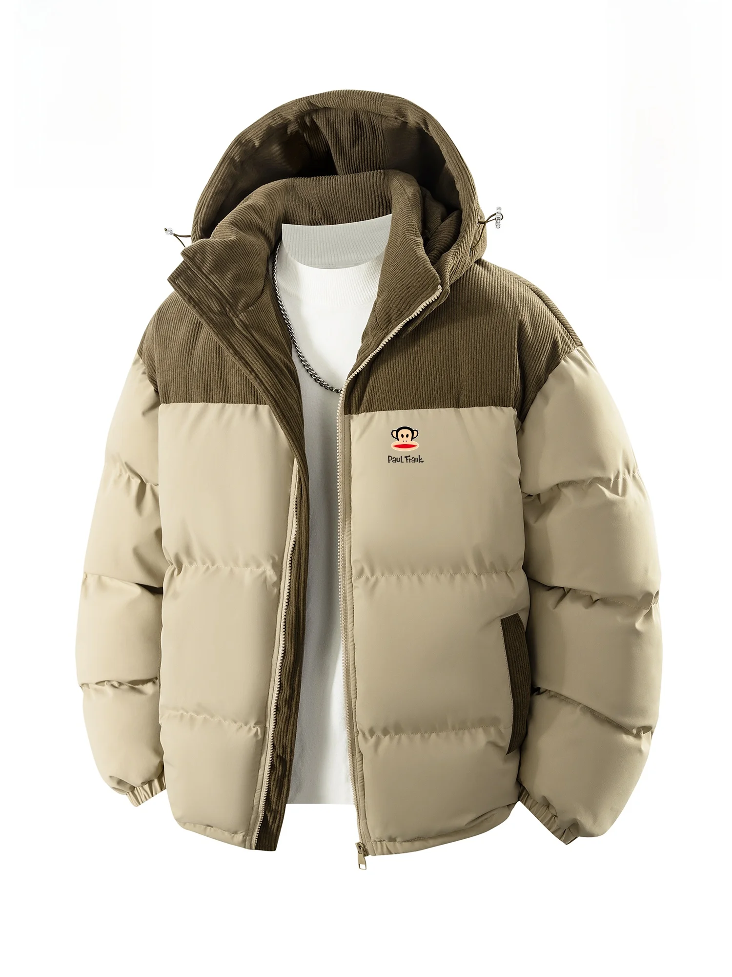 

PaulFrank Thiened Cotton Jaet Men's Casual Winter Coat Warmth Youth Faion Polyester Fiber Zipper Closure Long Sve