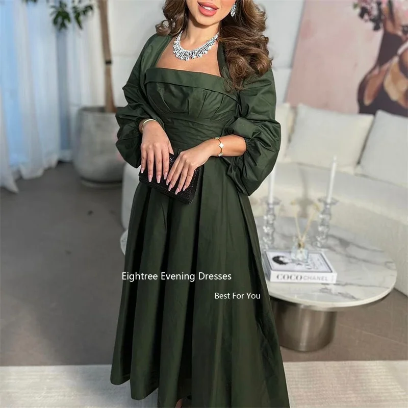 Eighree Abendkleider Dubai Prom Dresses Full Sleeves Stain Vintage Pleat Robes De Soirée Long Evening Party Dresses Custom Made