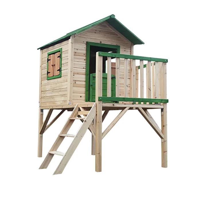 Luxury Playhouse Children Role Playground Wooden Kid Playhouse for Backyard