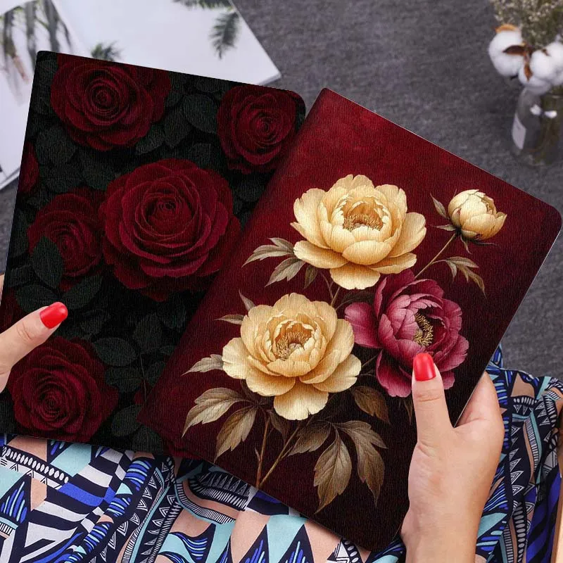 

Red Background Peony Flowers Tablet Case For Huawei Honor MatePad MediaPad Air 5 6 7 11 V6 V7 V8 V9 X9 X8 T10 T10s C5e T5 Gift