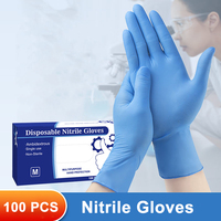 Disposable Blue Nitrile Gloves 100 Pcs/box Powder Free Durable Thick Nitrile Glove for Tattoo Cooking Household Cleaning Tools