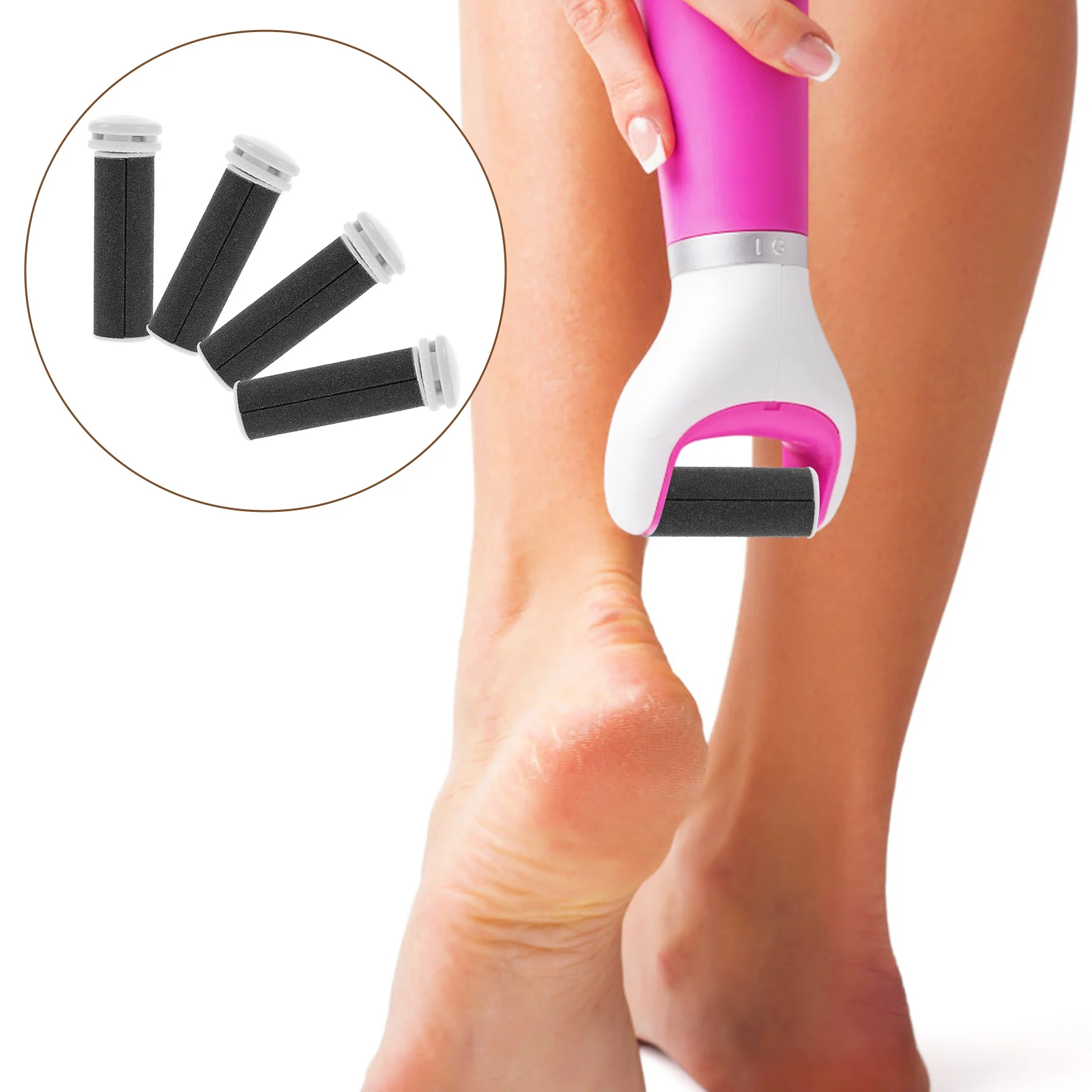 

4pcs Replacement Roller Refill Heads For Electric Callus Remover Foot File Pedicure Tools Dead Skin Removing Accessories