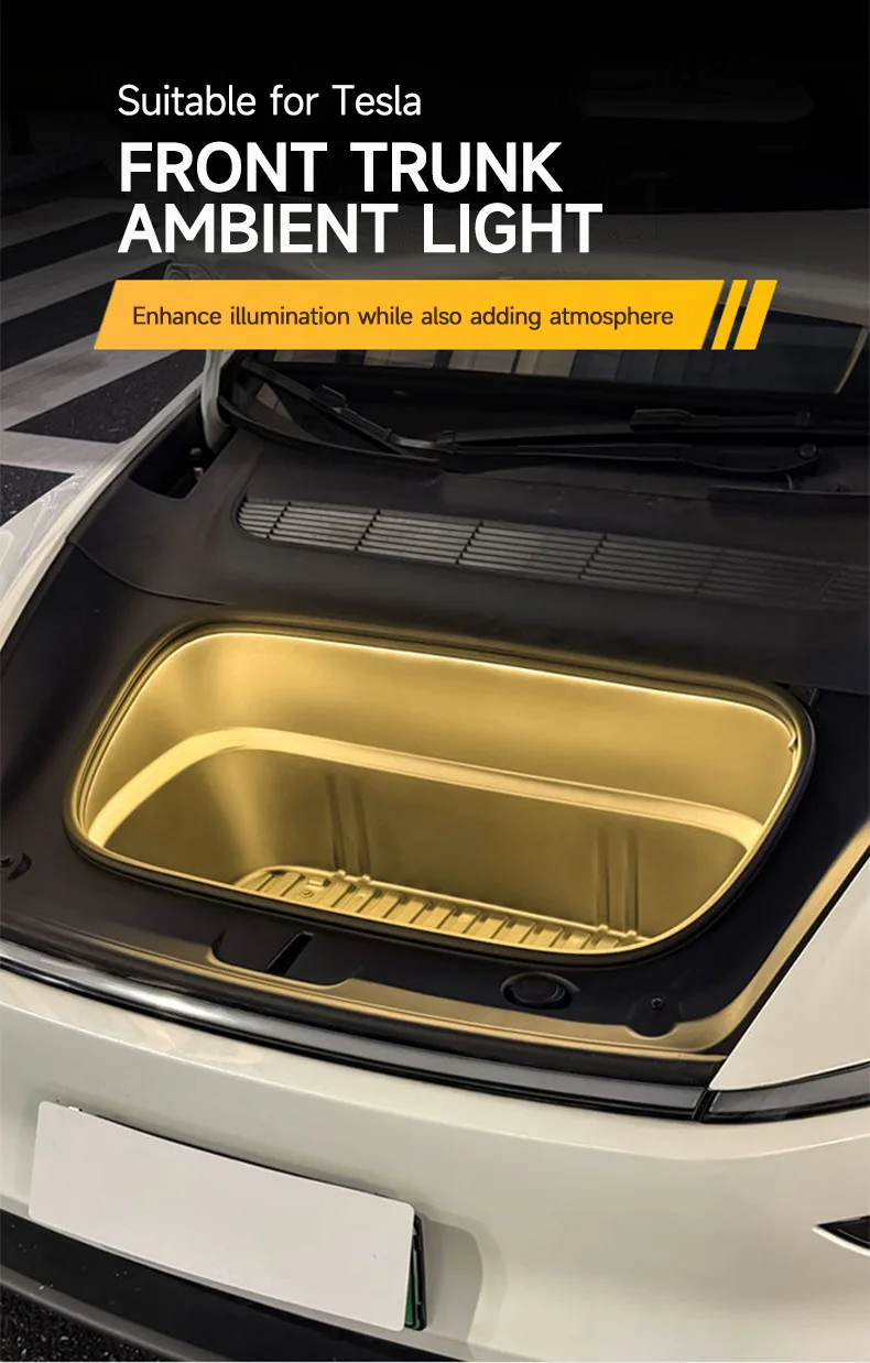 Für Tesla Model YL / Y Juniper 2026 Vorderer Kofferraum Frunk LED Ambientebeleuchtung Flexibler Lichtstreifen Dekorative Lampe Auto-Zubehör – Detail 7