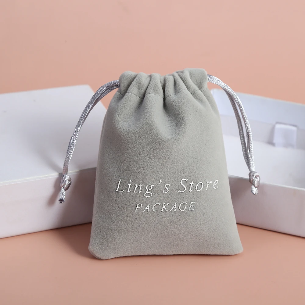 

50pcs Wholesale Velvet Jewelry Gift Small Bags For Necklace Pendant Custom Logo Drawstring Party Christmas Wedding Favor Pouch