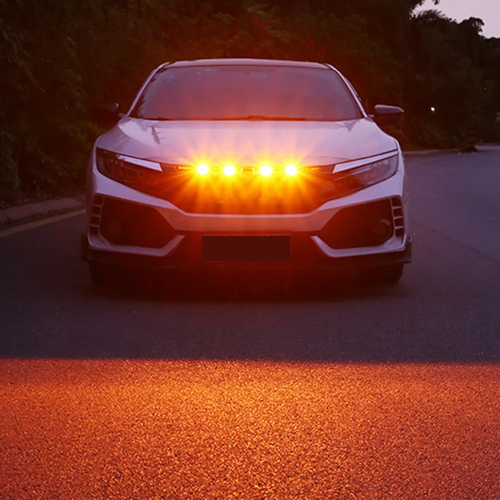 

A51K-[ Plug & PLAY ] Car LED Front Grille Smoked Amber Light Daytime Running Lights Lamp For Universal Pickup SUV Truck Sedan