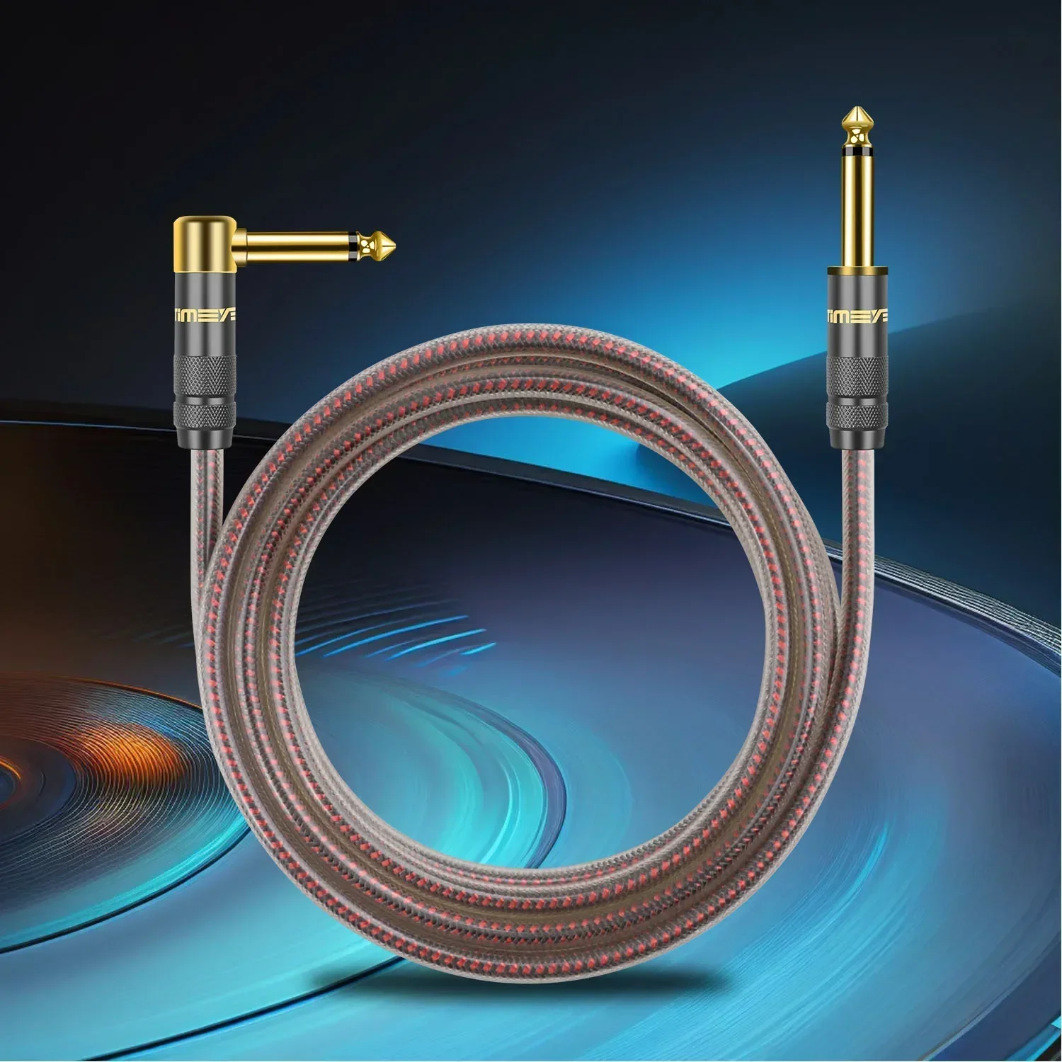 6.35mm TS Audio Cable 1/4 Inch Right Angle Instrument Cable Professional Electric Guitar Cord for Amplifier Preamp Mixer Speaker