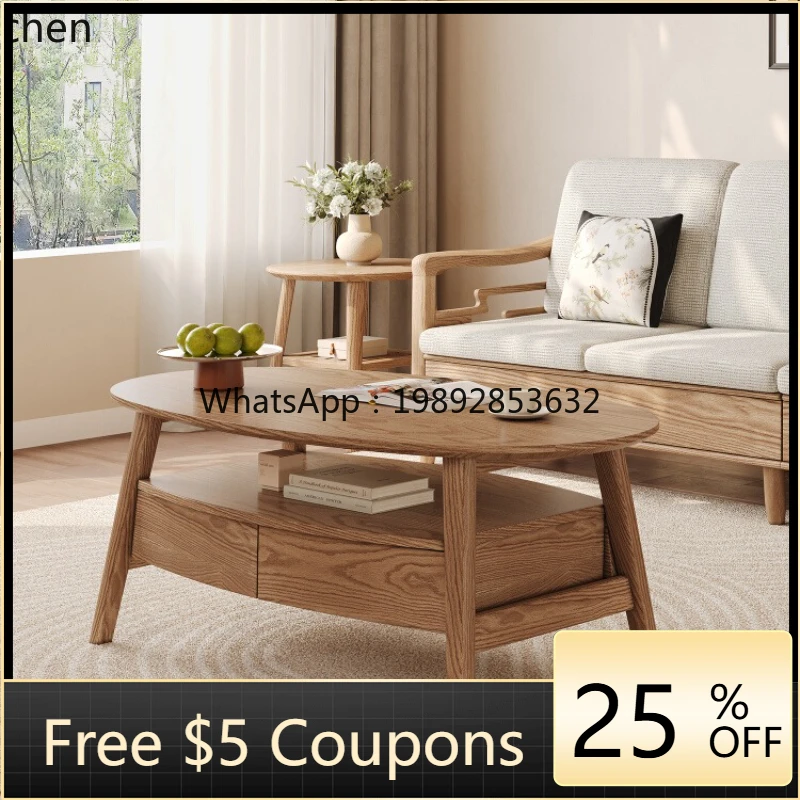 solid wood coffee table TV cabinet combination simple modern household small apartment  furniture storage side cabinet set