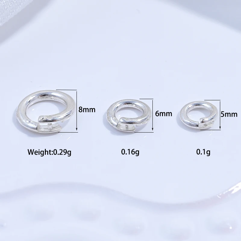 S925 sterling silver 5/6/8mm Open Ring Connection Buckle Silver Ring pendant ring DlY bracelet necklace ring SQ2