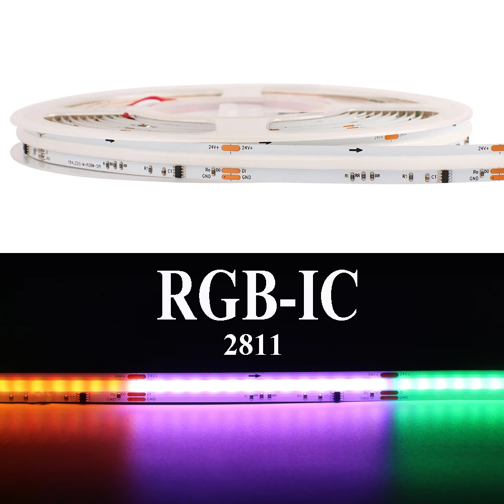 

COB SPI-RGB Светодиодная лента Адресный цвет мечты DC 12 В 24 В Ленточный светильник для домашнего декора 2811