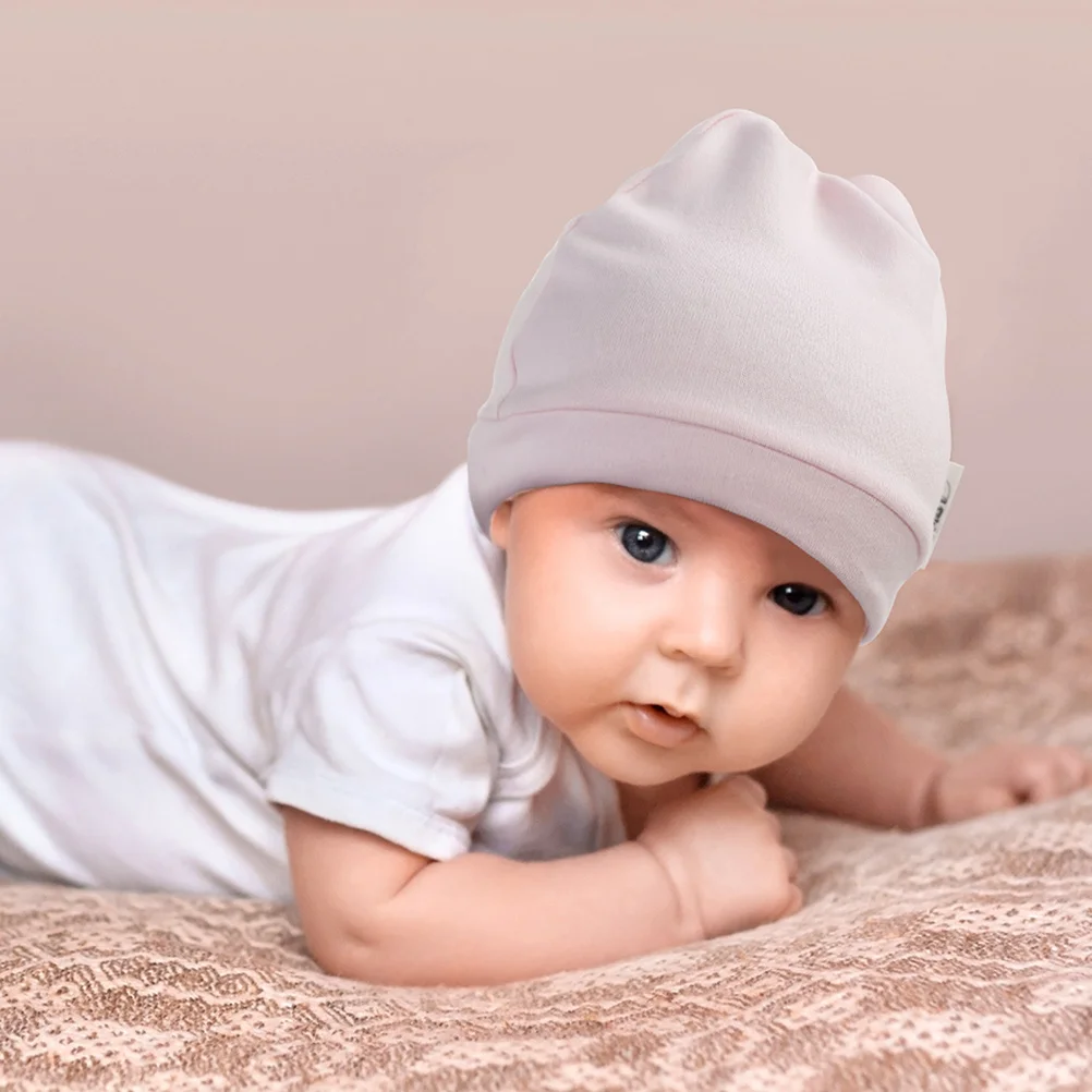 

3Pcs Newborn Baby Hats Cotton Knit Beanie Soft Stretchy Unisex Infant Cap Comfortable Turban Style Headwear for Boys and Girls